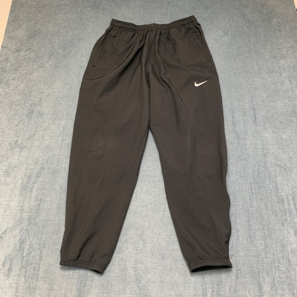 Nike Dri Fit Jogger Pants Womens XL 28x28 Black Swoosh Logo Tapered Leg Running